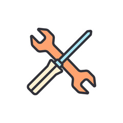 Repair tool colored icons, minimalist vector illustration ,simple transparent graphic element .Isolated on white background