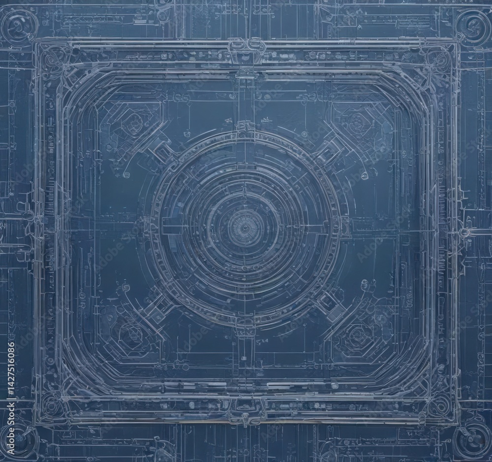 Poster intricate blueprint pattern digitally applied to images , abstract, lines