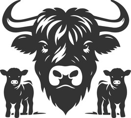 Silhouette of a cow head