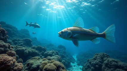 Fototapeta premium Future oriented underwater ecological scene map