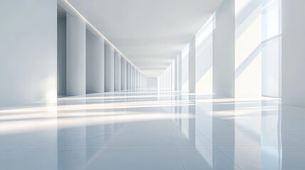Obraz premium Minimalist white interior design modern gallery architectural photography bright environment perspective