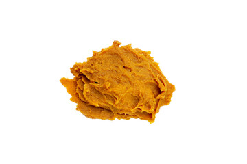Japanese miso paste on white background.