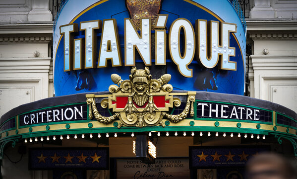 Criterion Theatre Performing Arts Venue Sign, Titanique Jukebox Musical, Titanic Theatrical Production, Central London, West End Theatre District, England, United Kingdom, 22 April 2025