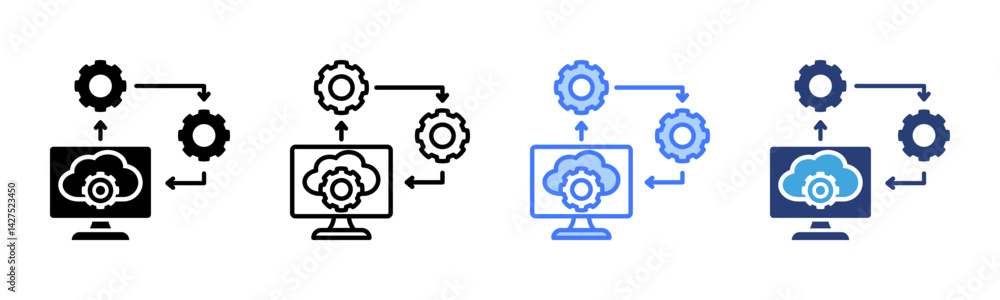 Poster saas icon sheet multiple style collection