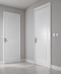 Fototapeta premium Modern white interior doors, various open & closed positions, isolated , furniture, isolated