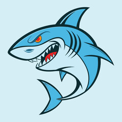Fierce and Stylized Cartoon Shark Mascot Logo Design for Sports Teams Gaming and Branding