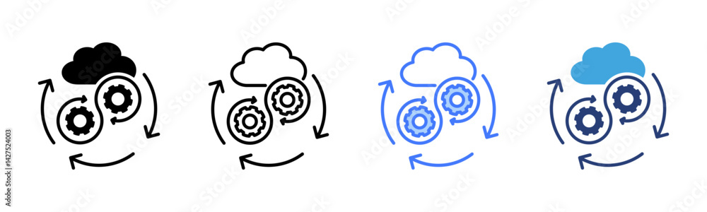 Poster Devops icon sheet multiple style collection