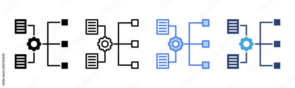 Poster methodology icon sheet multiple style collection