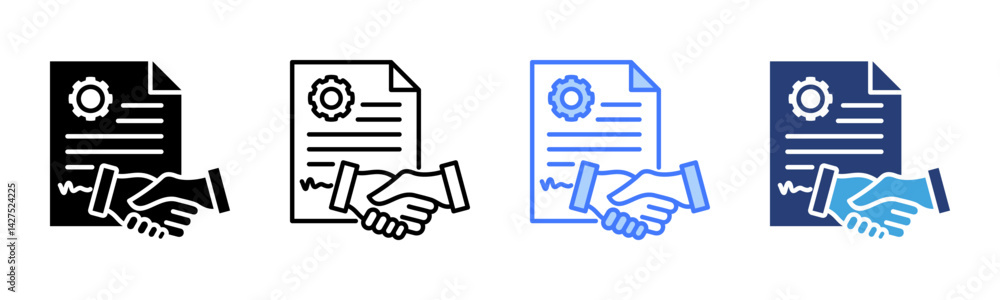 Poster agreement icon sheet multiple style collection