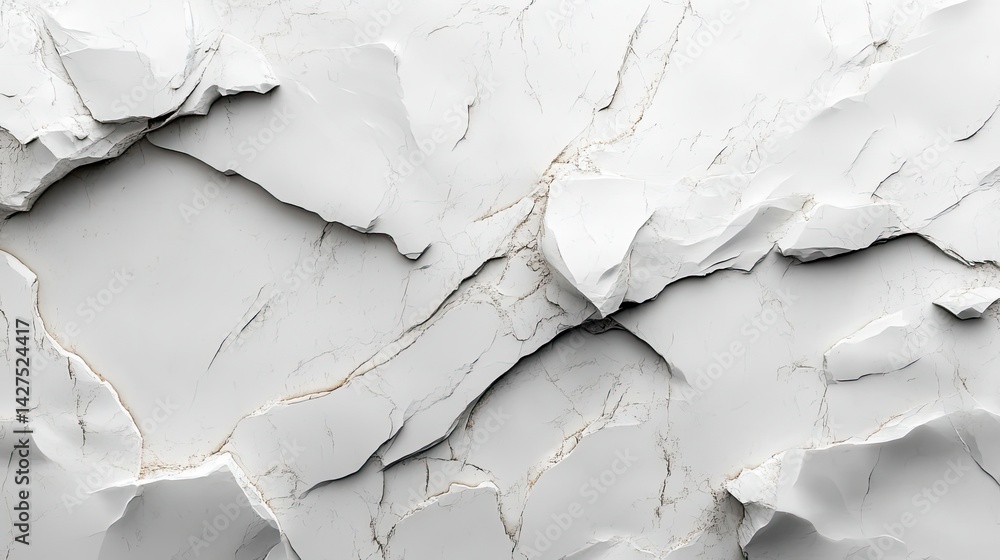 Aufkleber dynamic cracked white marble texture studio high-resolution image minimalist horizontal view unique 