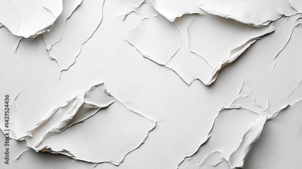 Poster artistic texture of torn white paper layers minimalist aesthetic studio setting close-up view