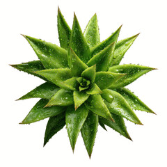 Dew-Kissed Pineapple Top Vibrant Green Tropical Plant