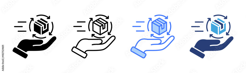 Poster delivery icon sheet multiple style collection