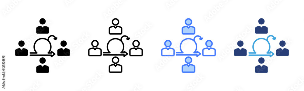 Poster Agile Team icon sheet multiple style collection