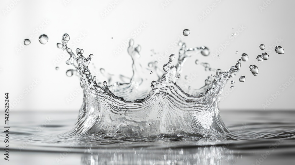 Aufkleber water splash action studio setting high-speed photography pure white background close-up view fluid 