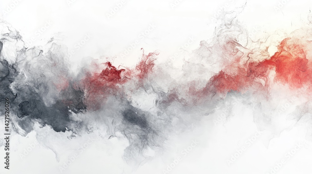 Poster dynamic abstract art displaying red and gray colors on white background digital artwork modern desig