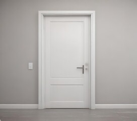 Modern white interior door, sleek handle closed ,  detail,  interior door