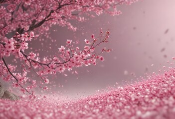 Fototapeta premium Mesmerizing swirl of pink sakura petals against a soft-focus backdrop , pastel, art, romantic