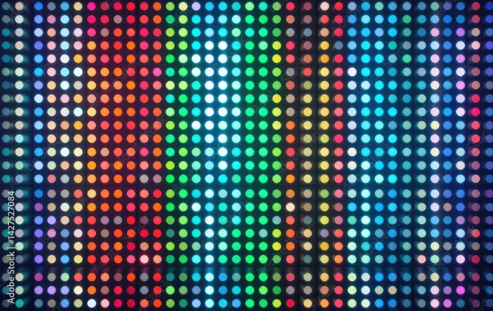Poster colorful dot grid pattern glowing light display background