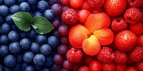  Colorful Berry Medley with Blueberries and Raspberries