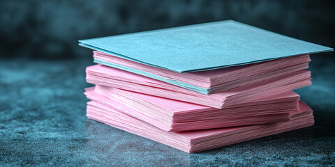  Stacked Colored Paper Sheets on Textured Background