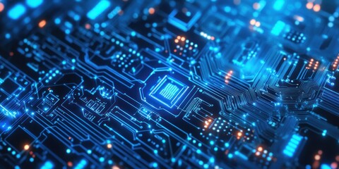 Abstract Circuit Board: Glowing Digital Network Technology