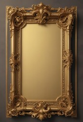 Ornate gold scroll frame, vintage style, royal detailing, detail, retro