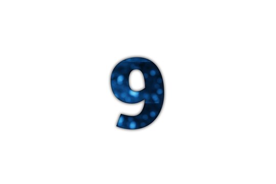 Number Nine Bokeh Design Abstract Blue Sparkle