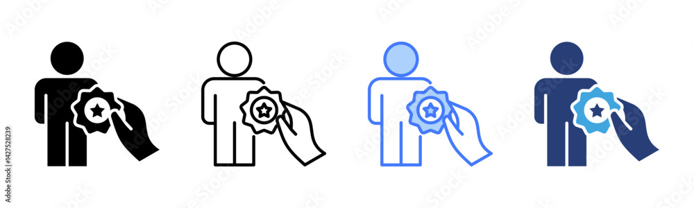 Poster employee recognition icon sheet multiple style collection