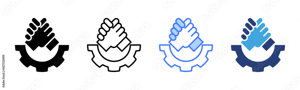 Poster collaboration icon sheet multiple style collection