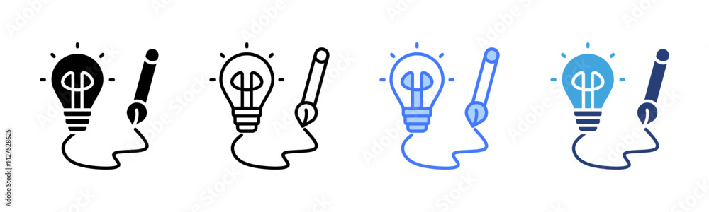 Poster creativity icon sheet multiple style collection