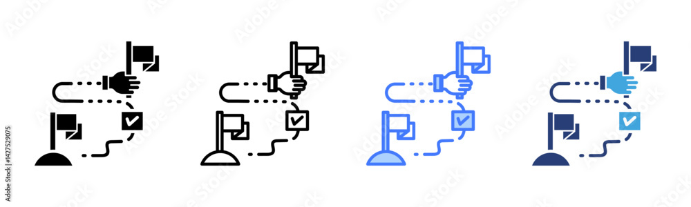 Poster milestone icon sheet multiple style collection