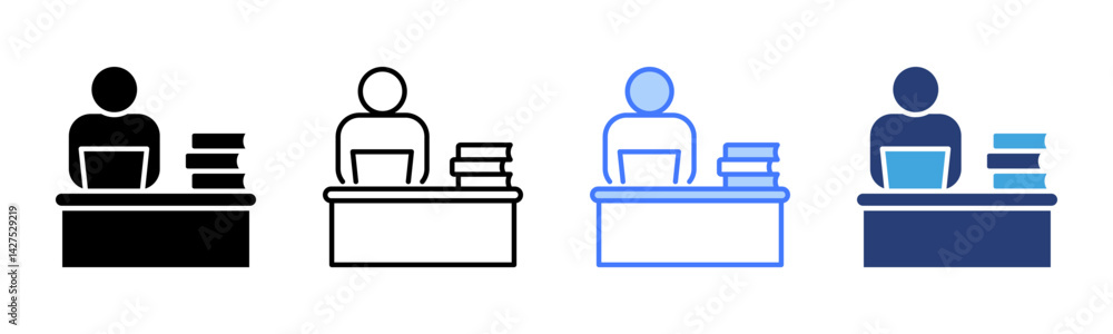 Poster workplace icon sheet multiple style collection