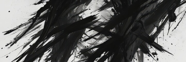 Naklejka premium Rough ink strokes form abstract shapes, modern grunge style, sharp contrasts, background, dramatic, photo