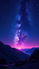 Fototapeta premium Deep indigo and violet twilight, densely packed stars, cosmic dust , purple, dark blue, stars