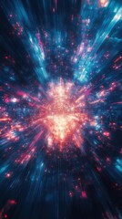 Obraz premium High tech blue and red starburst background.