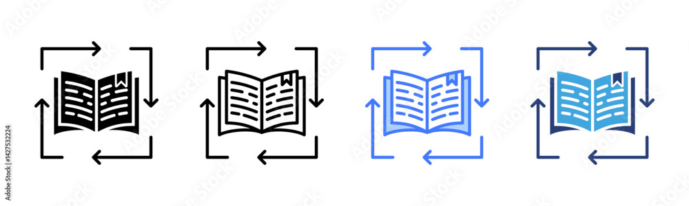 Poster Continuous Learning icon sheet multiple style collection