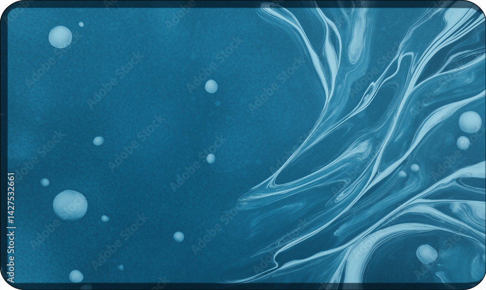 Poster rectangular playing mat with oceanic blue background and swirling water pattern, futuristic water te