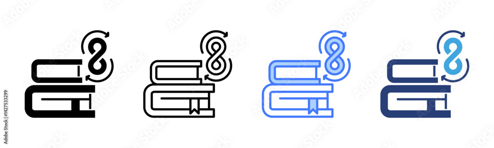 Poster lifelong learning icon sheet multiple style collection
