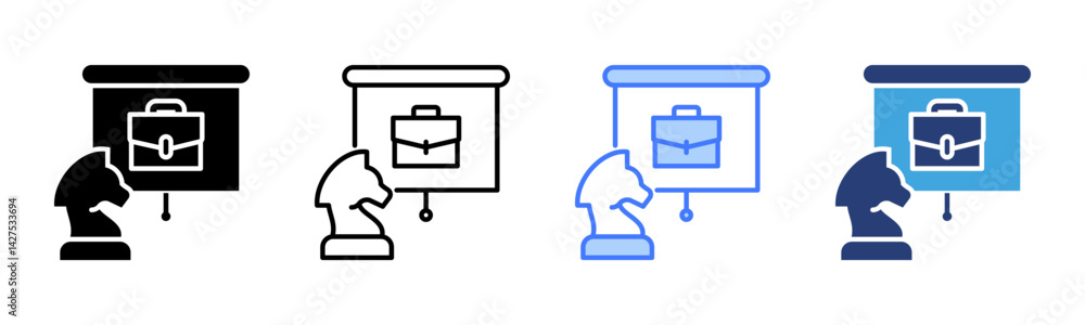 Poster strategy icon sheet multiple style collection