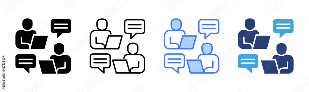 Poster communication icon sheet multiple style collection