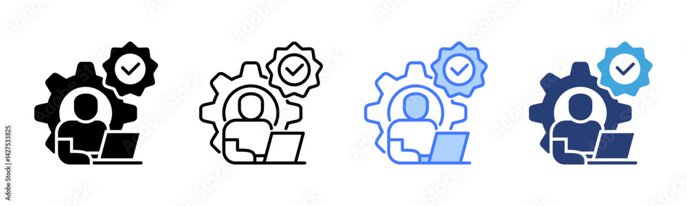 Poster work quality icon sheet multiple style collection