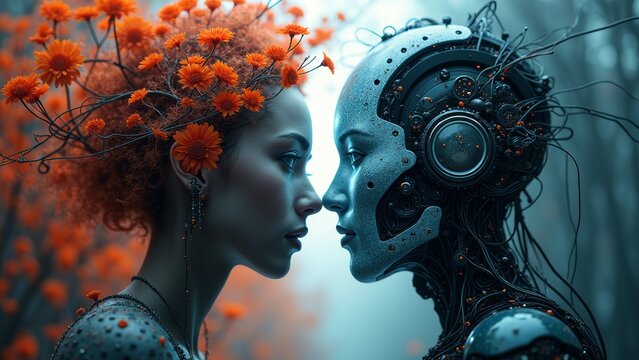 Future oriented character fusion art image