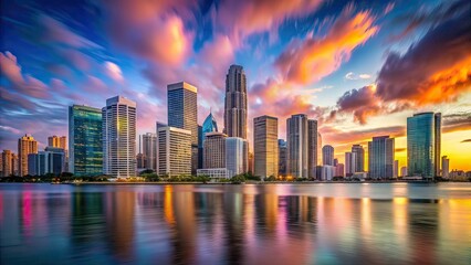 Obraz premium Miami Brickell Skyline AI Photo - Candid View