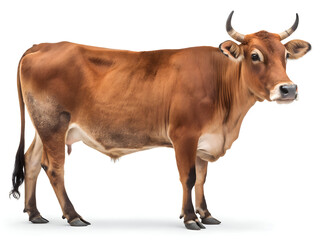 brown cow full body photo on white