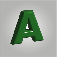 Letter A Green 3D Metalic View.ai