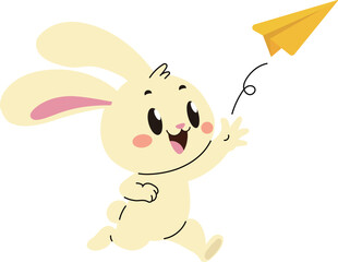 Bunny shooting paper airplanes