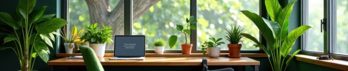 Obraz premium Cozy cubicle with plants, photos, and inspirational messages , inspiration, decor, comfort