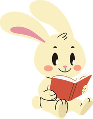 Little bunny reading a book