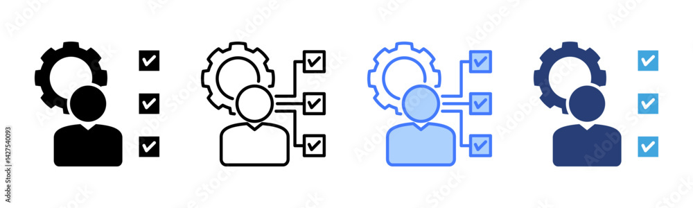Poster Competency icon sheet multiple style collection